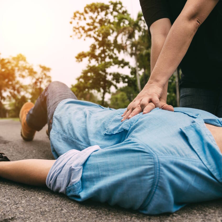 Emergency CPR on a person who has had a life threating event