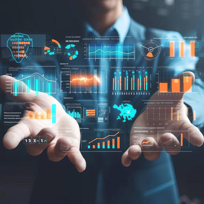 Projected graphs and analytics, data-driven decision-making concept